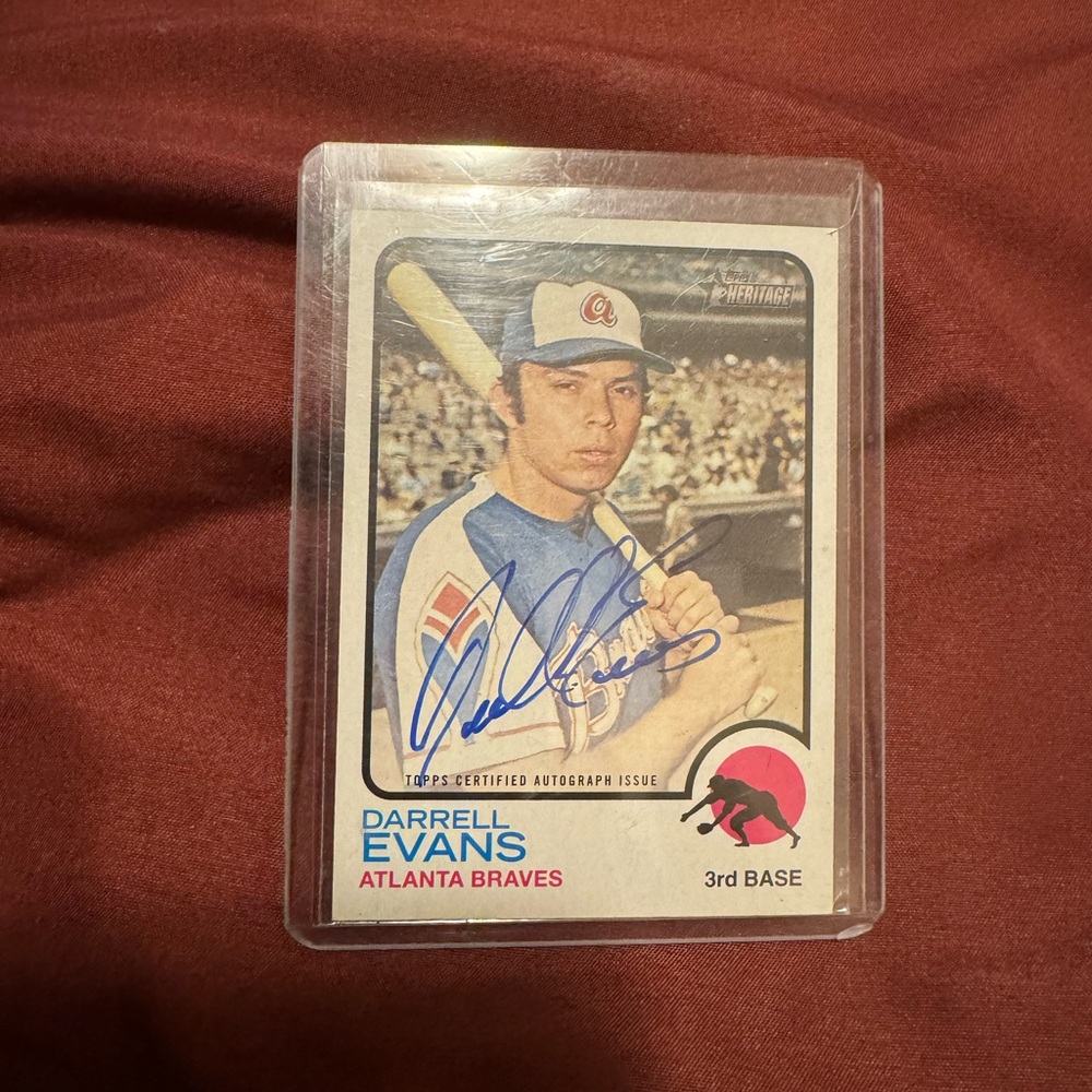 Darrell Evans Autographed Baseball Card Kaeden Korczak signed hockey card